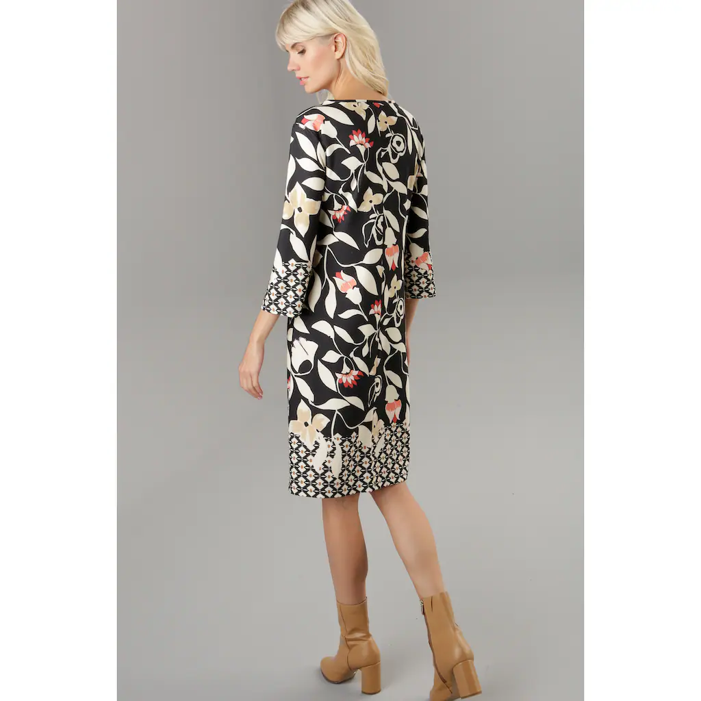 Aniston SELECTED Jerseykleid mit gemusterten Bordüren Sonderangebot der Fabrik