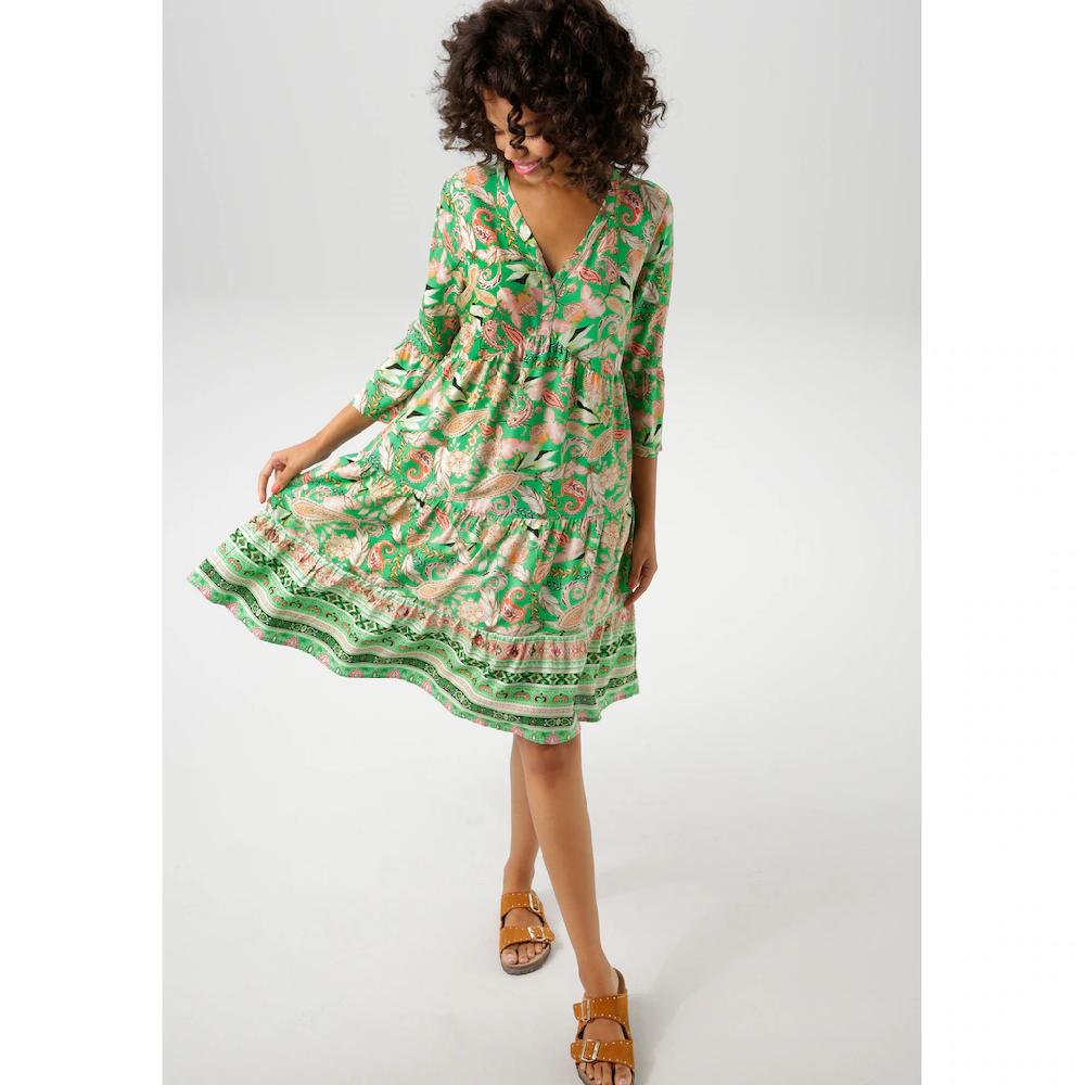 Aniston CASUAL Tunikakleid mit fantasievolle farbharmonischen Druck - NEUE KOLLEKTION Rabatt