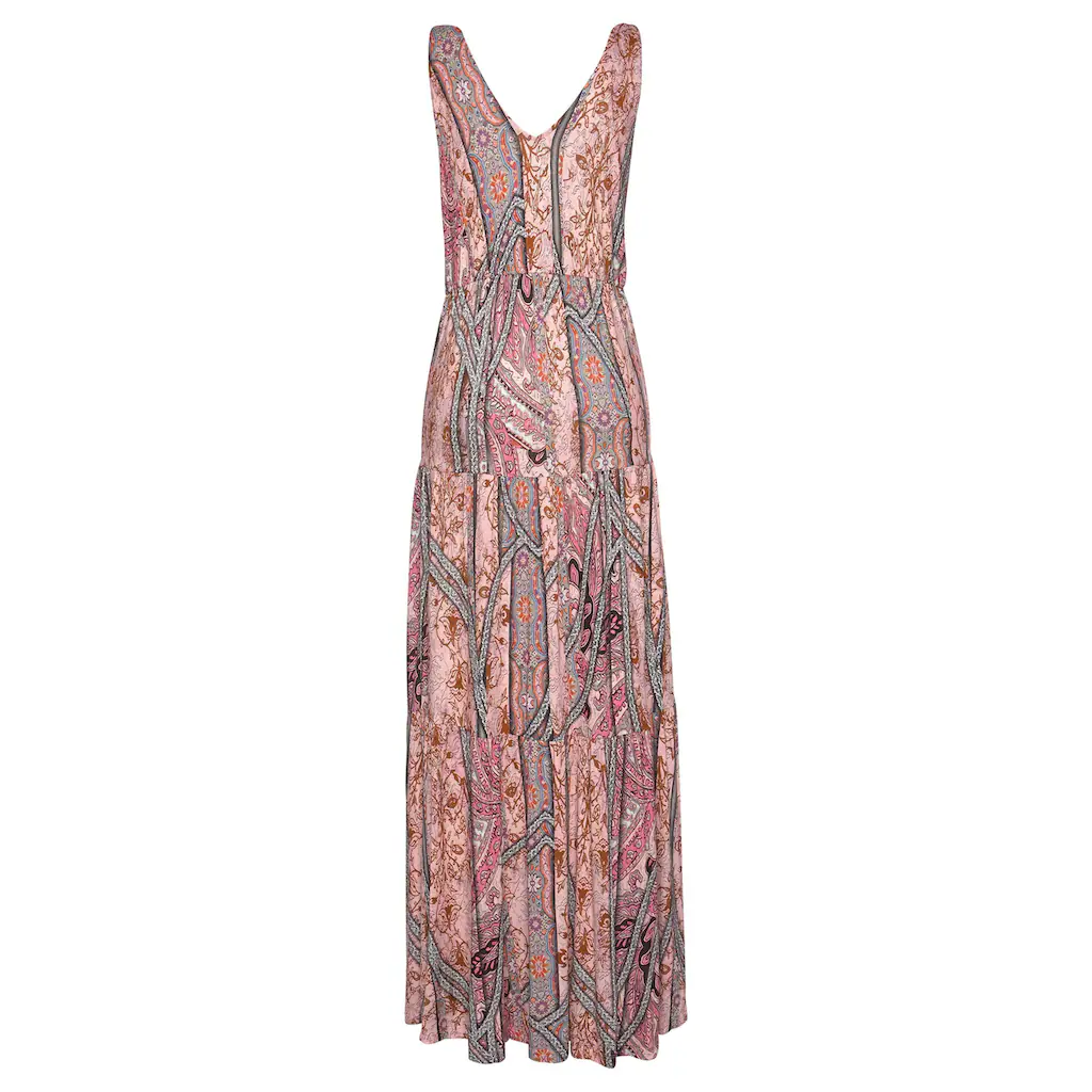 Buffalo Maxikleid mit modischen Volants und Allover-Druck Sommerkleid Strandkleid Zeitlich begrenztes Angebot
