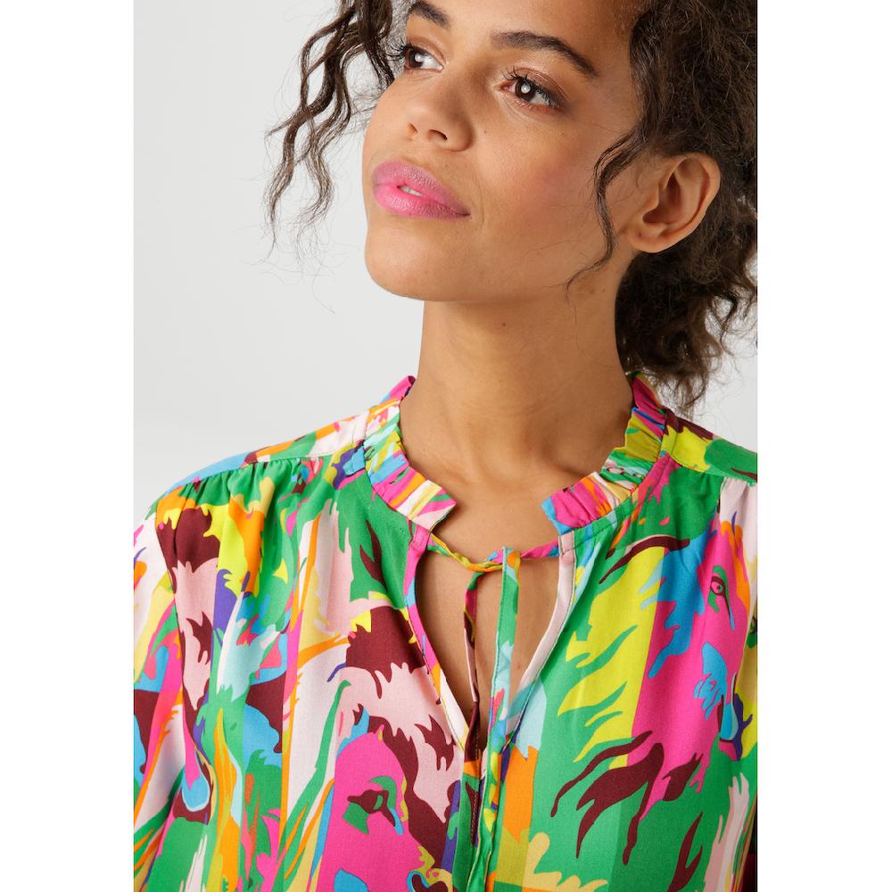 Aniston CASUAL Schlupfbluse mit Löwenköpfen im farbenfrohen Dschungel-Print - NEUE KOLLEKTION Begrenzt auf 3 Tage