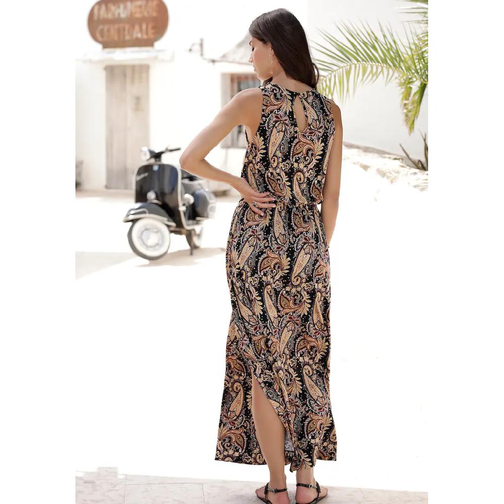 LASCANA Maxikleid mit Paisleyprint und Schlitz Sommerkleid mit Taschen Strandkleid Flash Sale