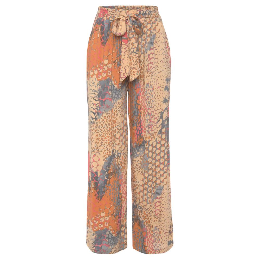 Buffalo Palazzohose (mit Bindegürtel) mit Animalprint und elastischem Bund Schlupfhose Stoffhose Neuheiten