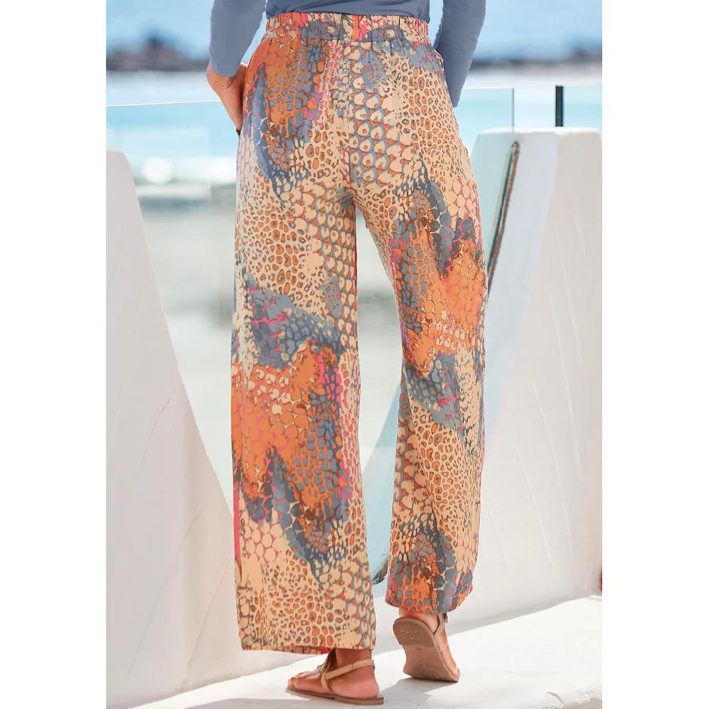 Buffalo Palazzohose (mit Bindegürtel) mit Animalprint und elastischem Bund Schlupfhose Stoffhose Neuheiten