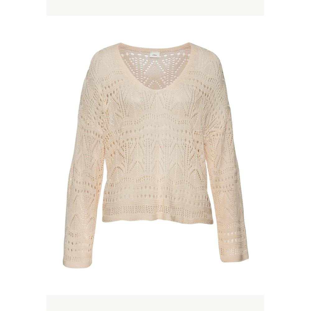 s.Oliver Strandpullover mit semi-transparentem Ajourmuster sommerlicher Strickpullover Tägliche Deals