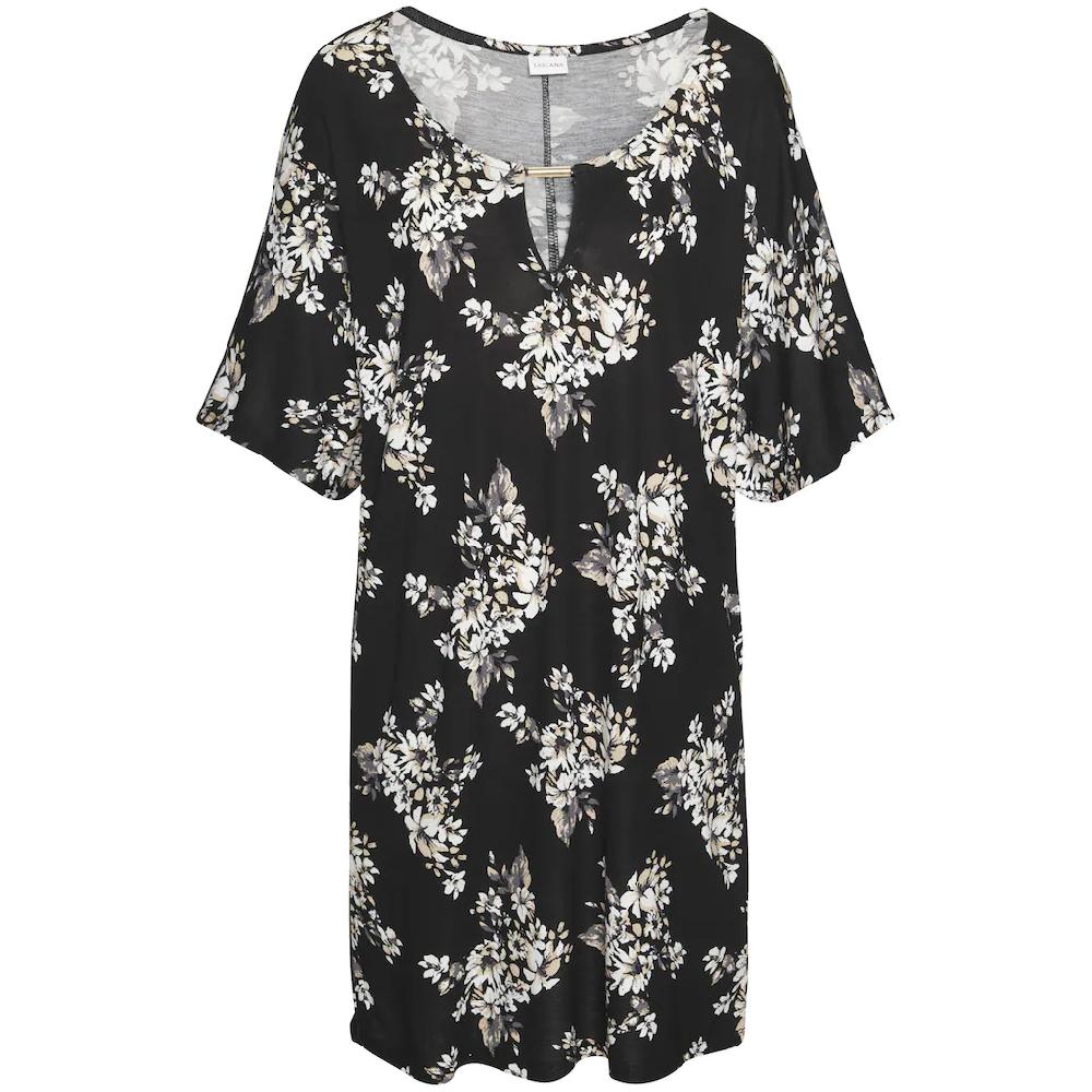LASCANA Longshirt mit dezentem Blumendruck Shirtkleid mit weiten Ärmel Nur für heute