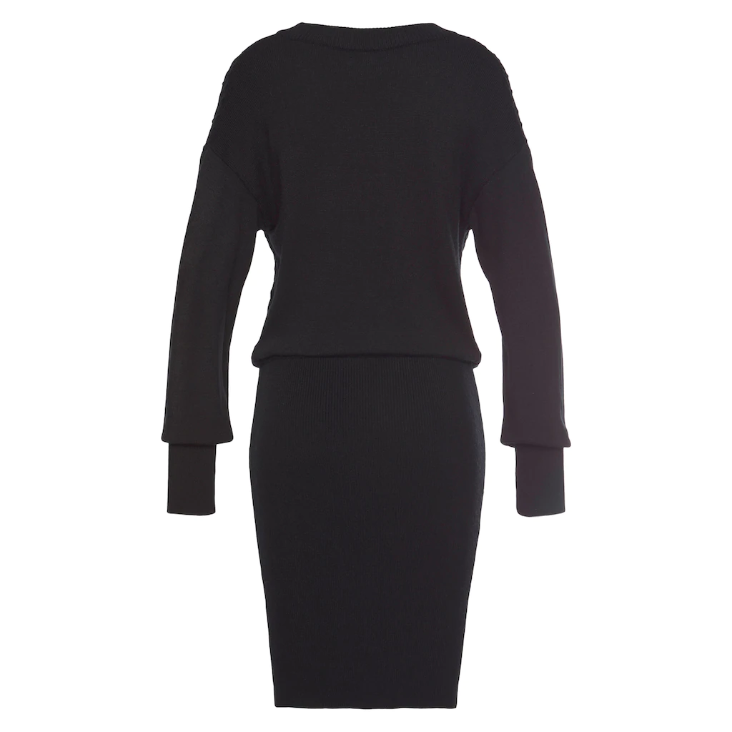 LASCANA Strickkleid mit Zopfmuster elegantes Herbst- Winterkleid Minikleid Black Friday