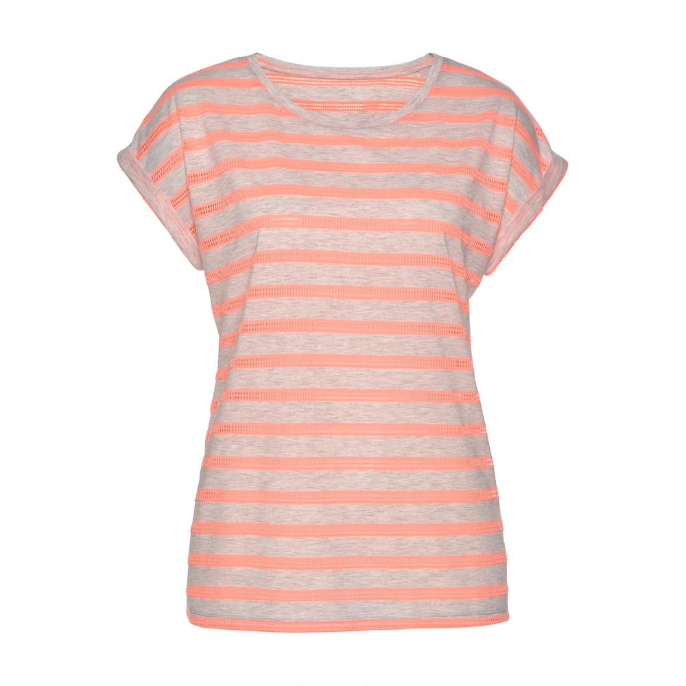 Vivance Kurzarmshirt mit transparenten Neon-Einsätzen T-Shirt lockere Passform sportlich Valentinstagsangebot