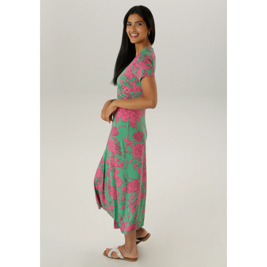 Aniston SELECTED Sommerkleid mit abstrakten Blüten- und Blätterdruck - NEUE KOLLEKTION Online Outlet