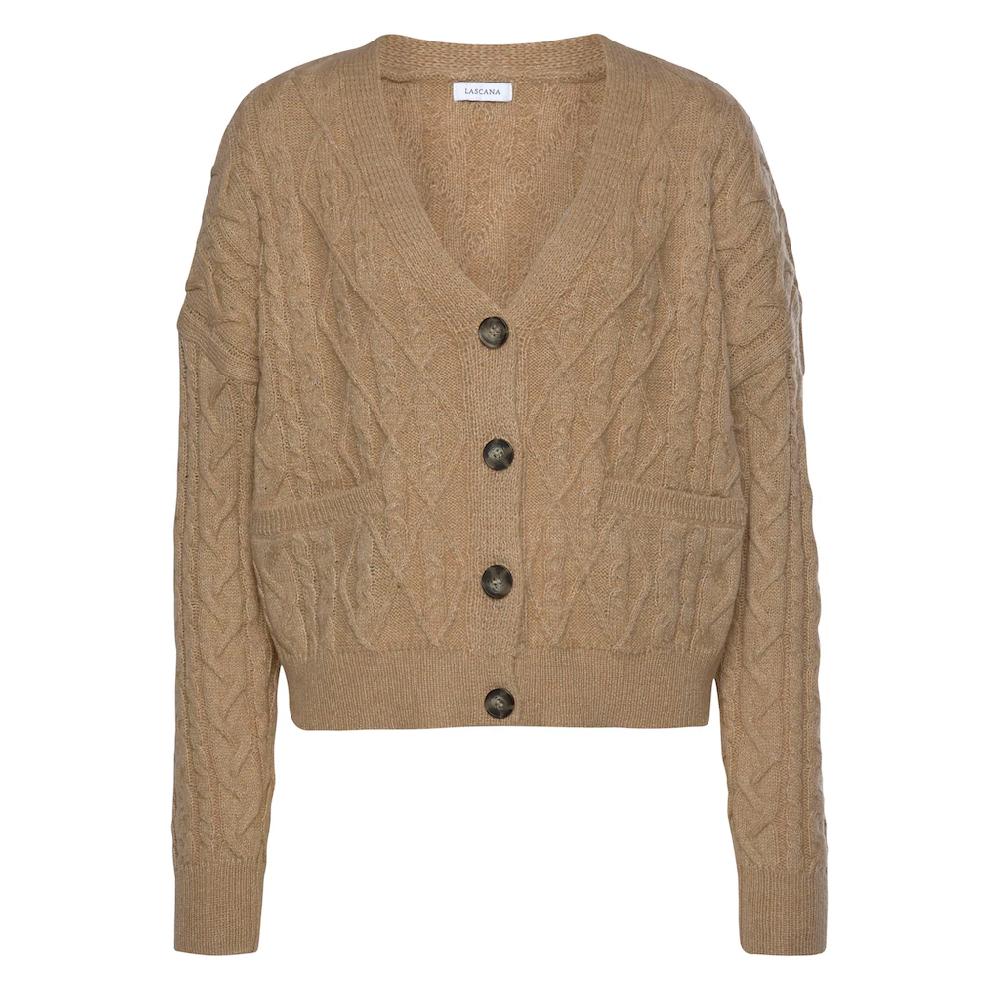 LASCANA Strickjacke mit Zopfmuster kuschelweicher Cardigan lässig Rabatte dieses Monats