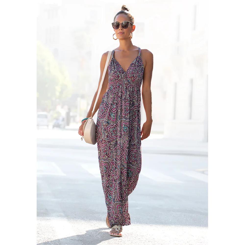 LASCANA Maxikleid mit Paisleymuster und verstellbarem Ausschnitt Sommerkleid Sonderangebot