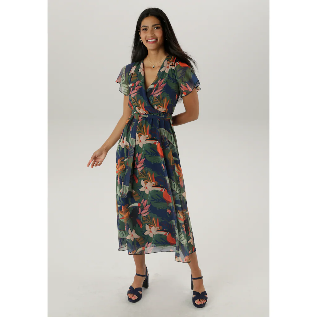 Aniston SELECTED Wickelkleid mit blickdichtem Jerseyfutter - NEUE KOLLEKTION Zeitlich begrenztes Angebot