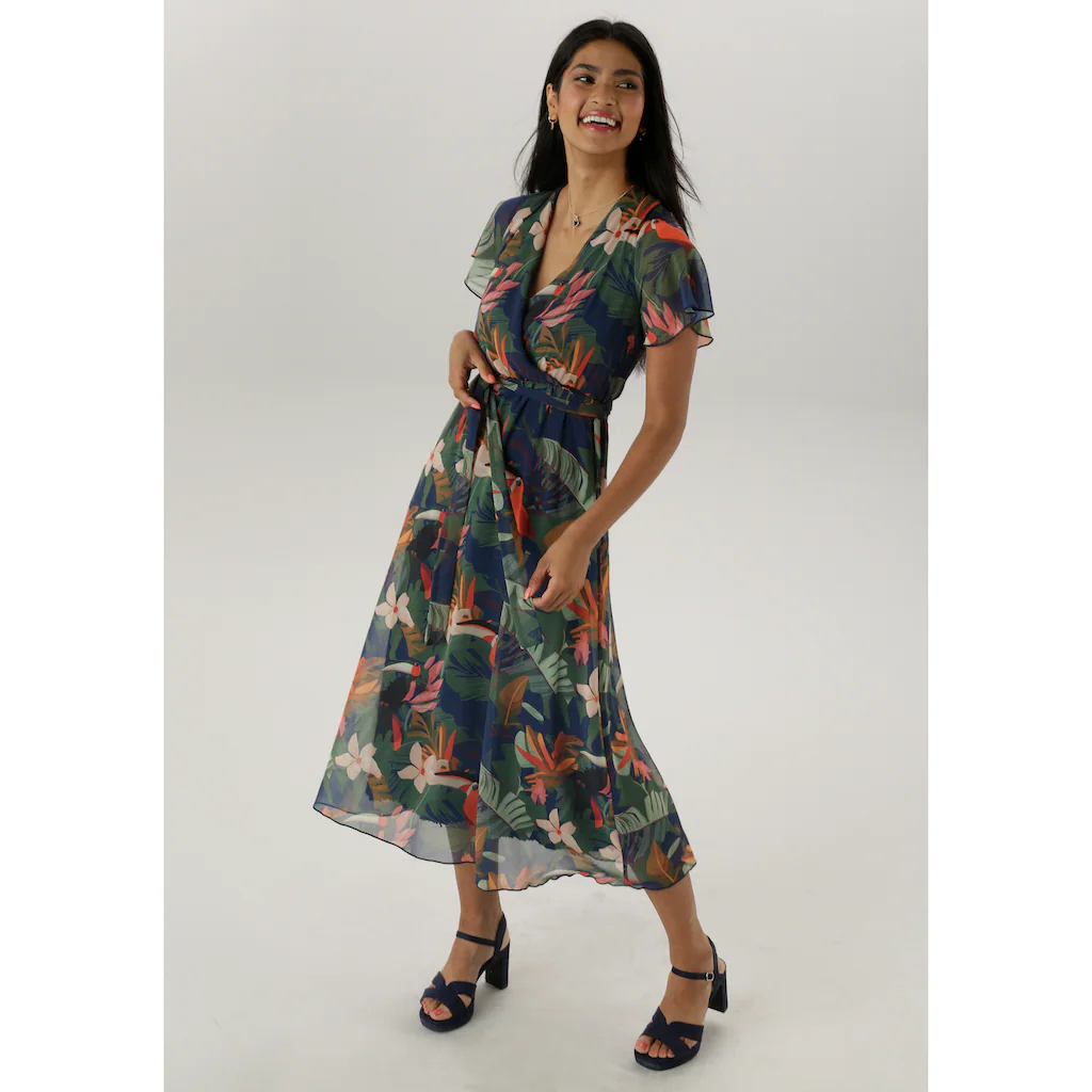 Aniston SELECTED Wickelkleid mit blickdichtem Jerseyfutter - NEUE KOLLEKTION Zeitlich begrenztes Angebot
