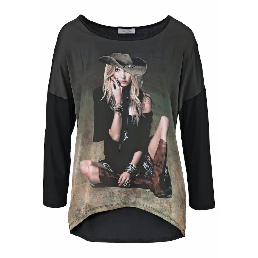 Aniston CASUAL Langarmshirt mit femininem Frontdruck Sonderangebot