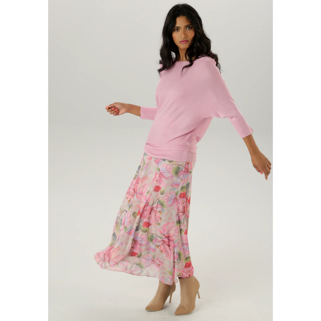 Aniston SELECTED Maxirock mit farbharmonischen floralem Muster - NEUE KOLLEKTION Valentinstagsangebot