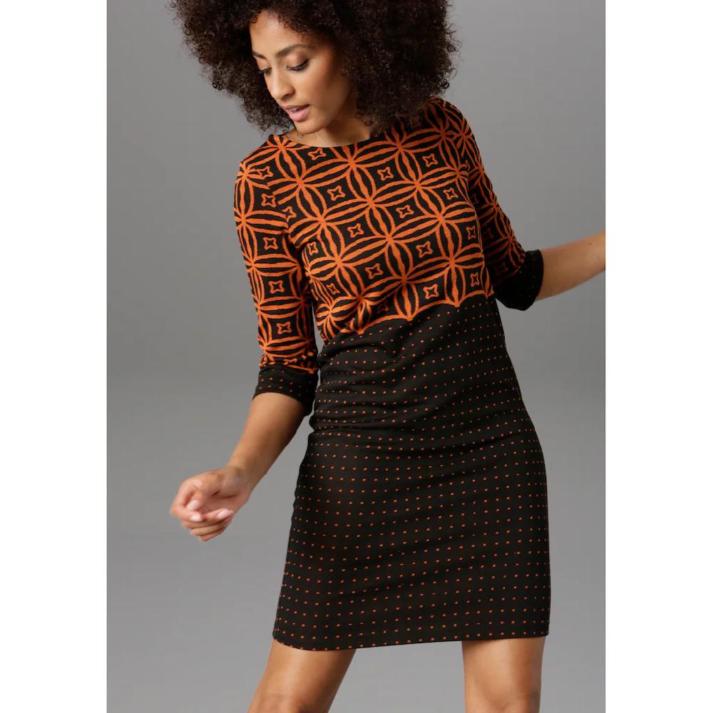 Aniston SELECTED Jerseykleid mit modernem Muster- und Punkte-Design Bis zu 50% Rabatt