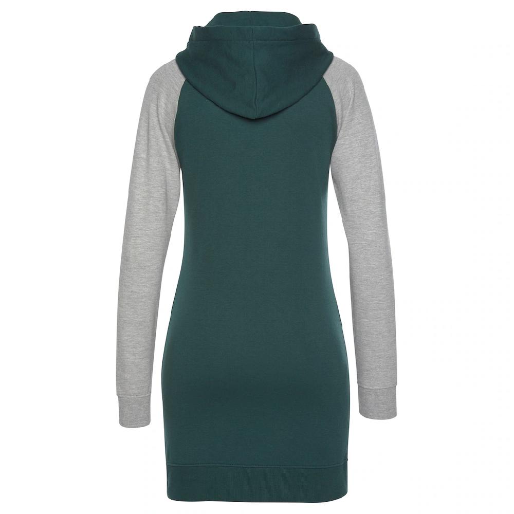 Bench. Loungewear Sweatkleid mit Kapuze und farblich abgesetzten Ärmeln Nur für heute