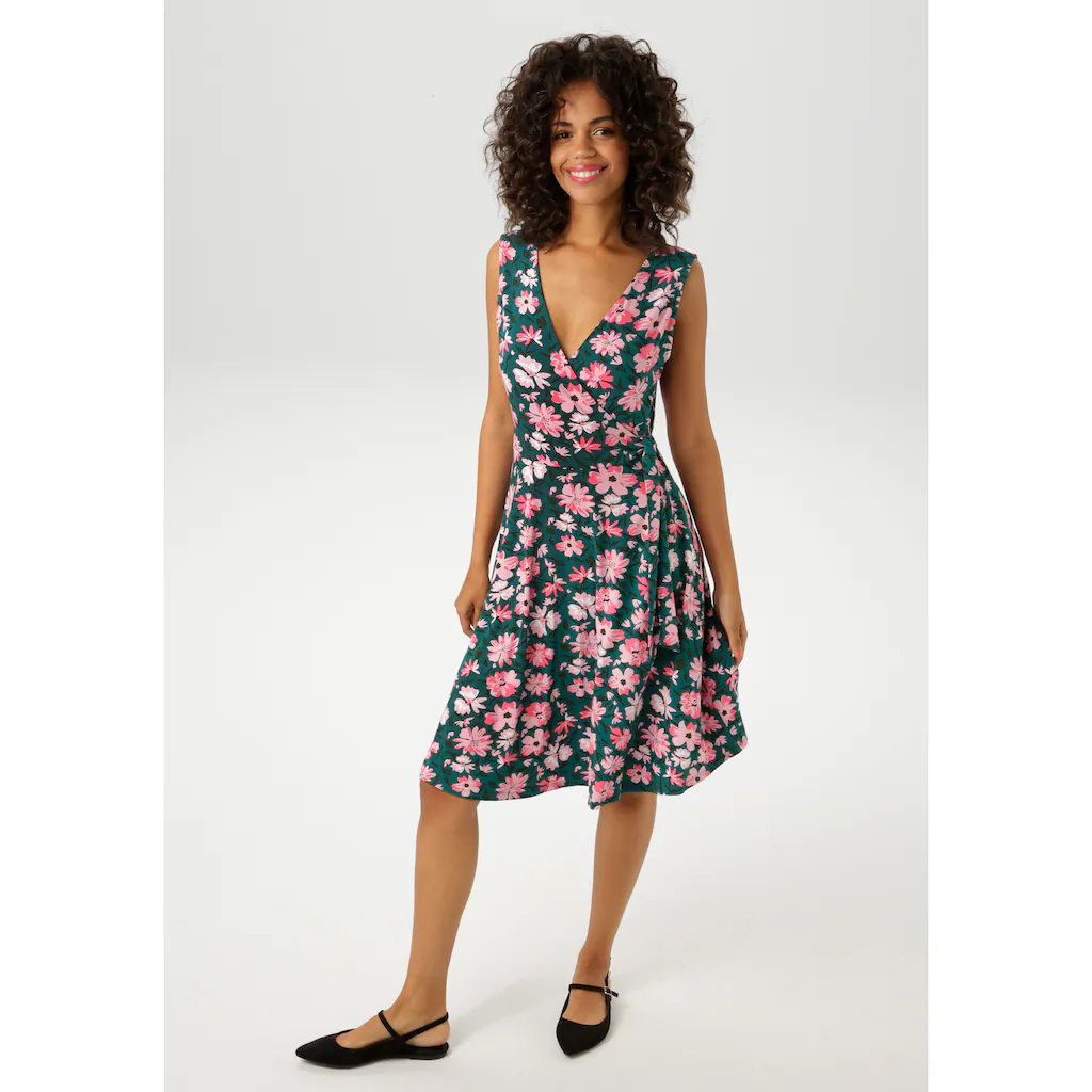 Aniston CASUAL Sommerkleid mit malerischen Blumendruck - jedes Teil ein Unikat - NEUE KOLLEKTION Begrenzt auf 3 Tage