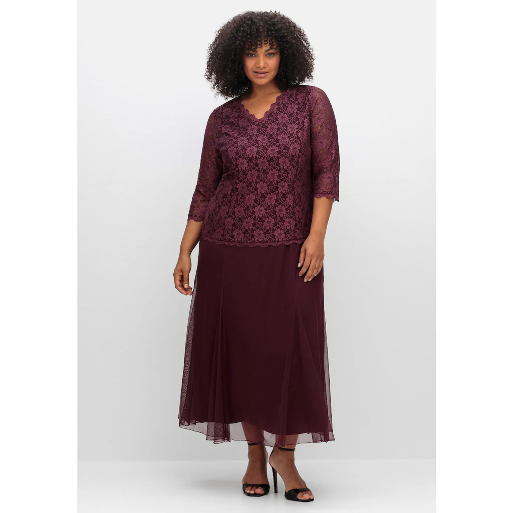 Sheego Abendkleid »Große Größen« mit Spitzenoberteil und Chiffonrock 50% Rabatt für begrenzte Zeit