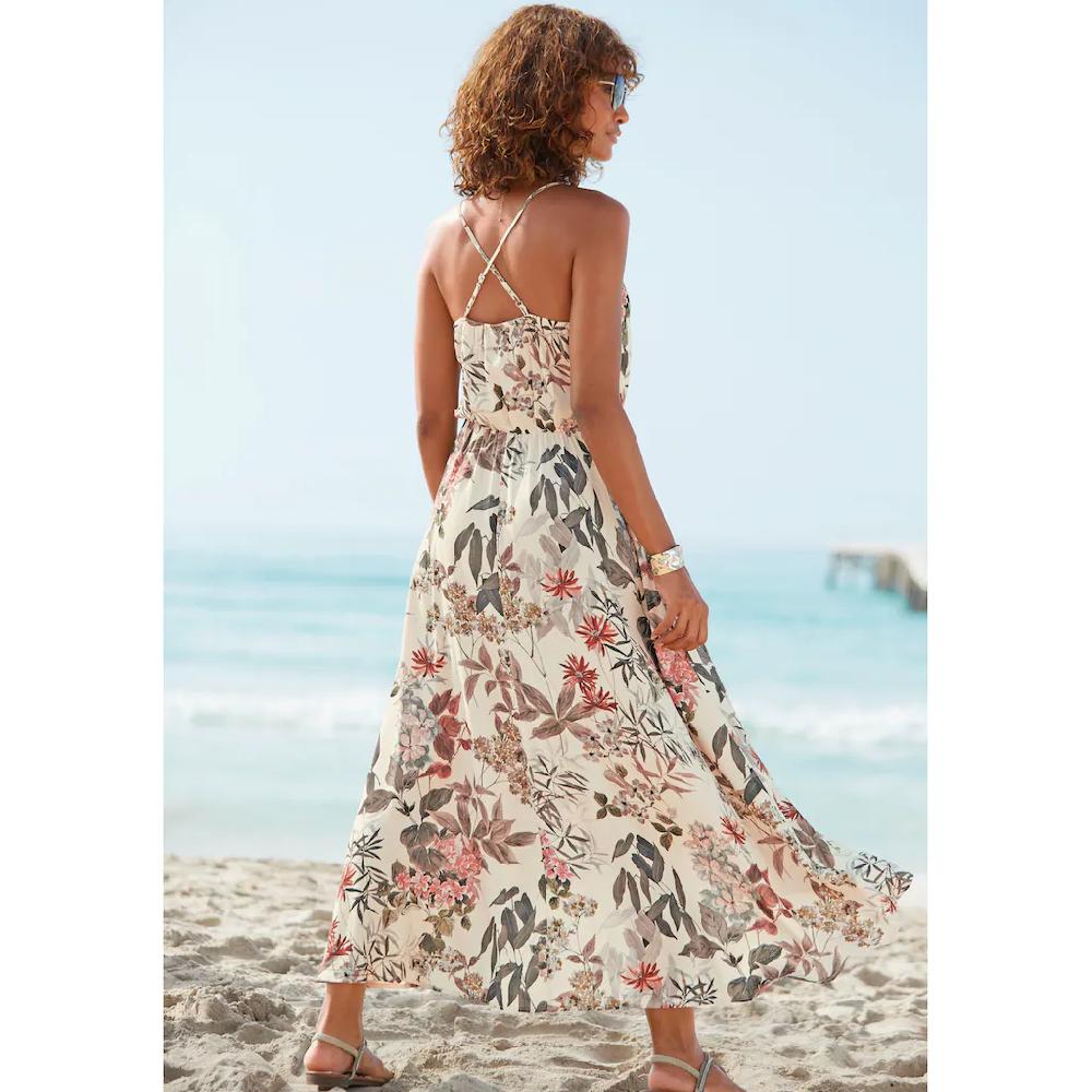 LASCANA Maxikleid mit Blumenprint leichtes Sommerkleid im Vokuhila-Stil Strandkleid Letzte 3 Tage