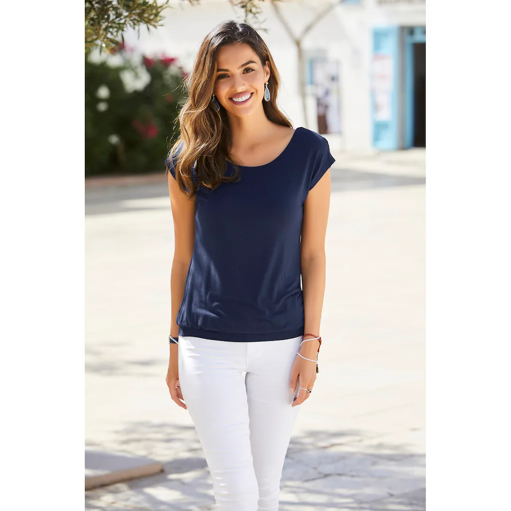LASCANA Longshirt »mit breitem Bund« aus weichem Viskose-Stretch Vierteljährliche Förderung